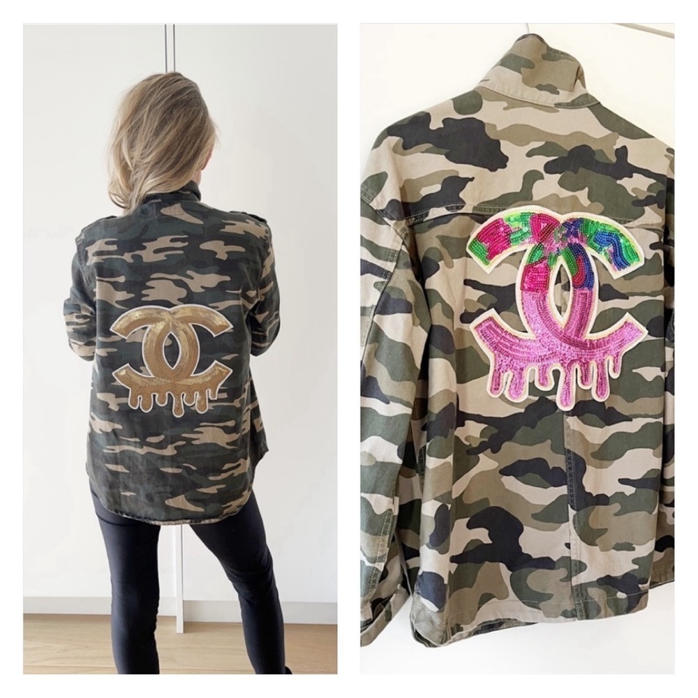 Custom Sequin Chanel Drip Logo Jacket